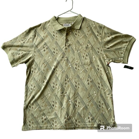 Michael Austin Golf Shirt Mens Size XL Vintage New All Over Print Clubs Flag NWT - Picture 1 of 13